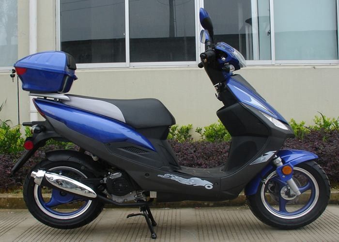 Volwassen de Scooter12v 7A Blauwe 50cc Scooter van het aluminiumkader met Koplamp