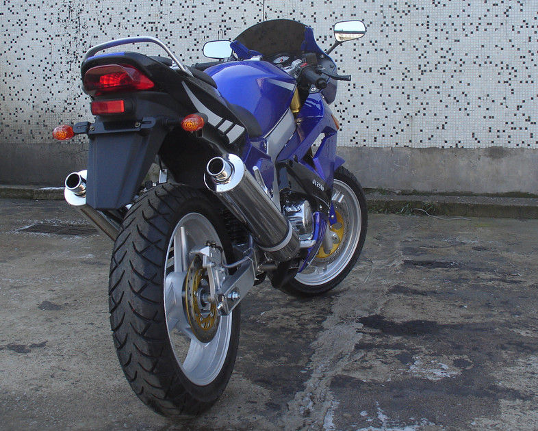 De blauwe Dubbele Motorfiets van de Cilinder Viertakt250cc Bijl met Gedwongen - Luchtkoeling