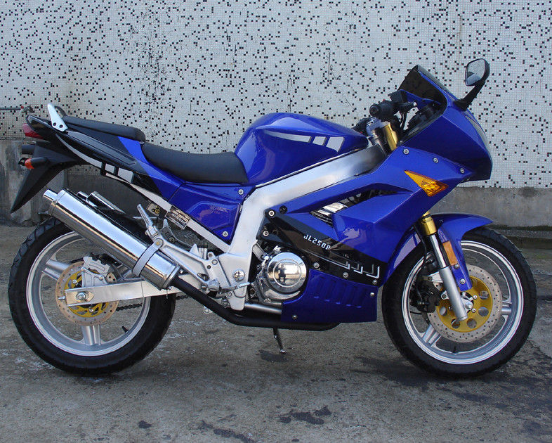De blauwe Dubbele Motorfiets van de Cilinder Viertakt250cc Bijl met Gedwongen - Luchtkoeling