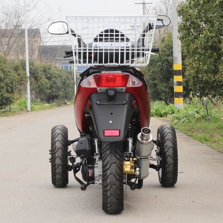 De lucht koelde Volwassen van de Tri Enige Cilinder 4 het Wielmotorfiets van 50cc Slag met Achterdoos