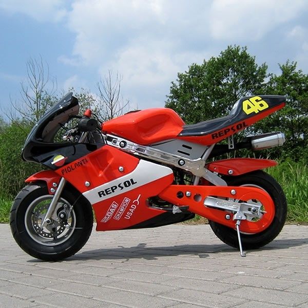 De rode Minifietsen 50cc, de Elektrische Fietsen van het Gasvuil van het Begin Kleine Vuil met Automatische Transmissie